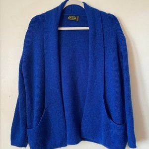 100% Alpaca Wool American South Side Wool Cardigan - Indigo Blue